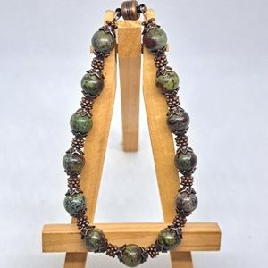 7 1/2" Dragon's Blood Jade Bracelet